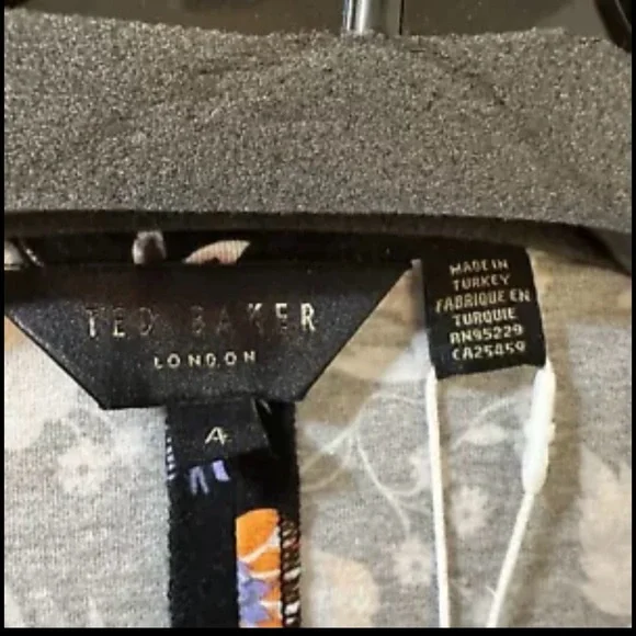 NWT Ted Baker Dracena Black Square Neck Puff Shoulder Printed  Dress Size 12 - Picture 8 of 8